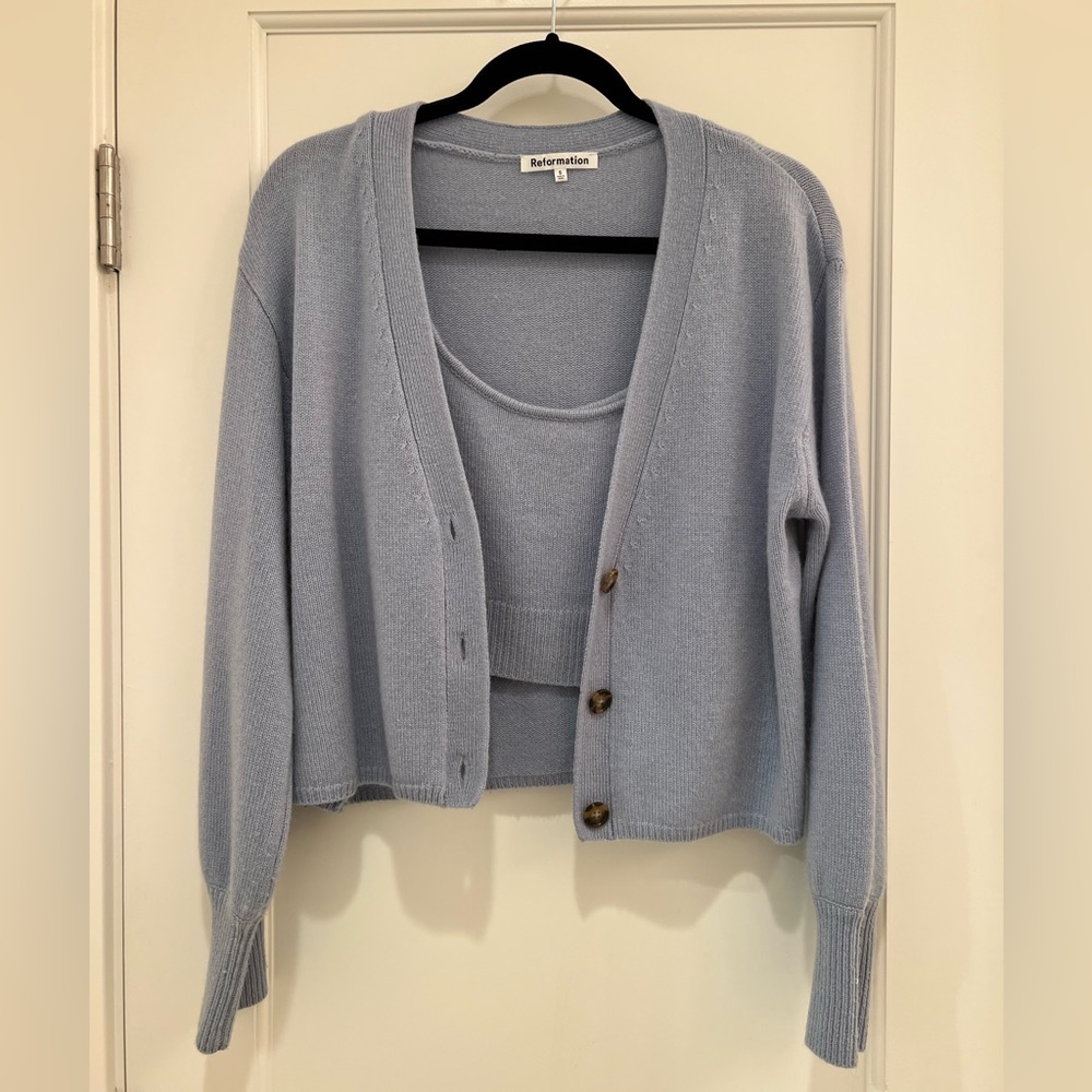 Varenne Cashmere Tank And Cardi Set